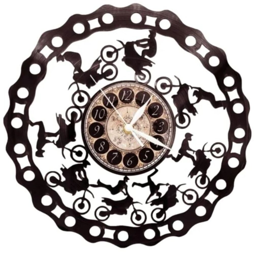 DIRT BIKES vinyl record clock